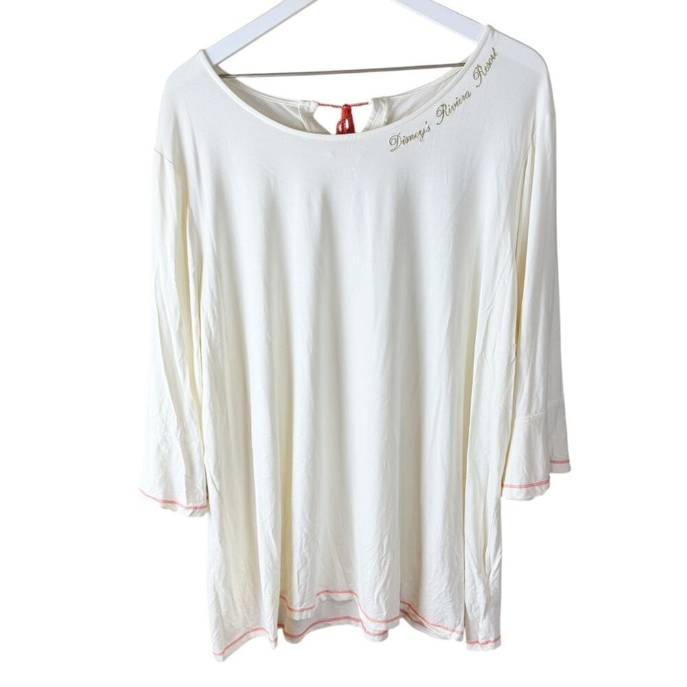 Disney Riveria Resort Cream Top Sz 2x Coral Tassel‎